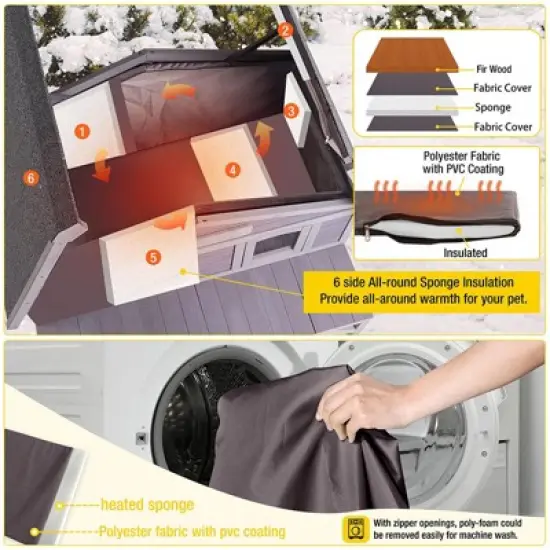 Aivituvin Insulated Outdoor Feral Cat House| Removable Soft Liner Included-AIR92-IN image {2}