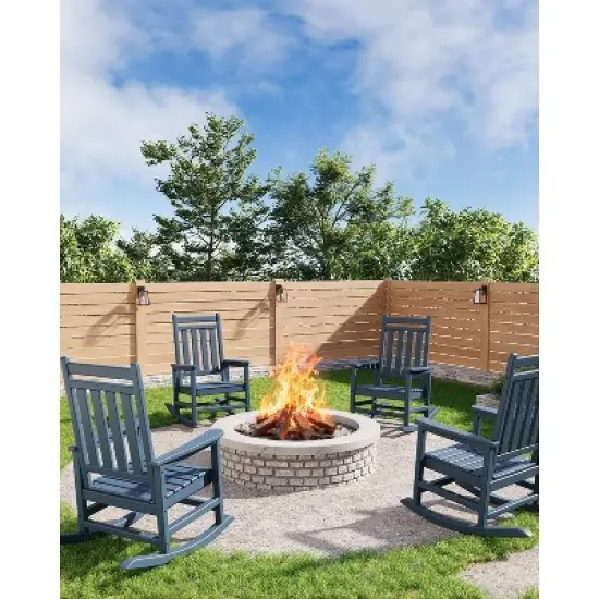 Adirondack Outdoor Rocking Chair, All Weather Patio Rocker Chair with Wide Armrests, Classic Fire Pit Chair image {7}