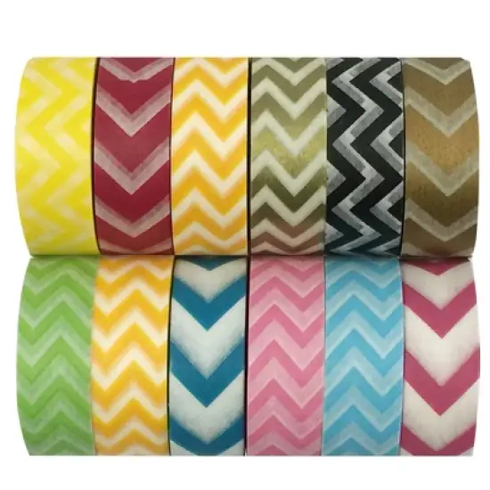 Wrapables Washi Tapes Decorative Masking Tapes, Set of 12 image {22}
