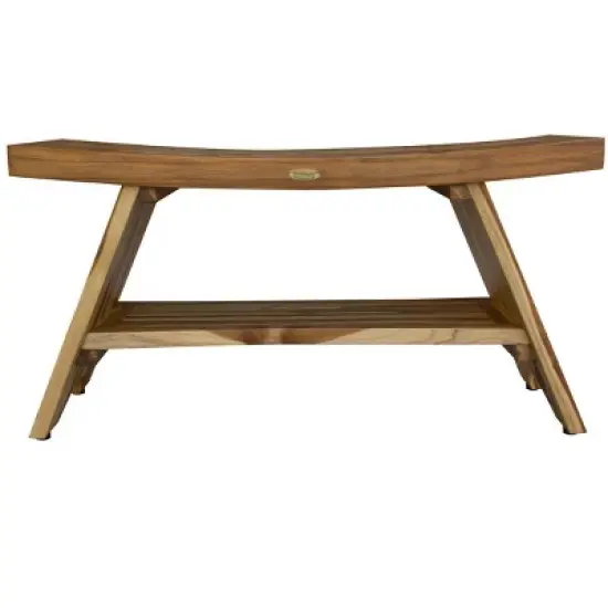 EcoDecors&reg; Serenity&reg; 35" Teak Wood Shower Bench with Shelf in EarthyTeak Finish image {6}