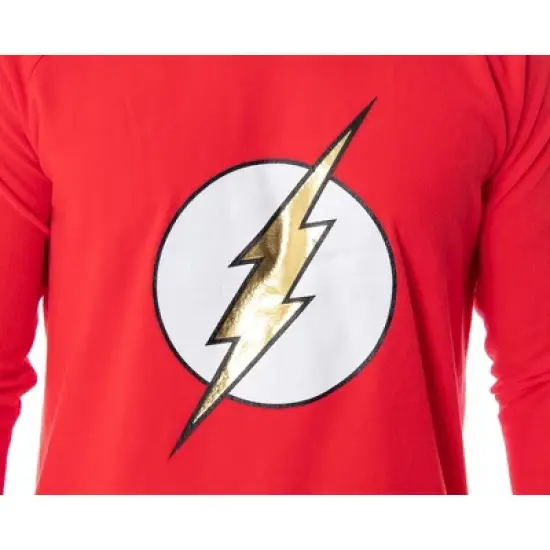 DC Comics Men's The Flash Superhero Fleece Shirt And Pant 2 PC Pajama Set image {1}