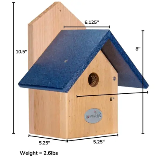 JCS Wildlife Chickadee Post Mount Birdhouse with Recycled Poly Lumber Roof image {1}