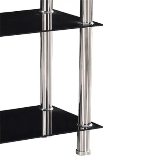 Better Home Products Jane Decorative Glass 4 Tier Shelves Bookcase Silver Chrome image {1}