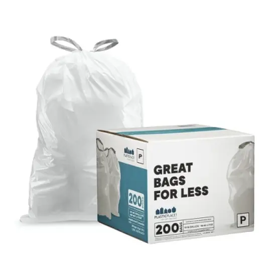 Plasticplace Trash Bags simplehuman&reg;* Code P Compatible (200 Count) White image {3}