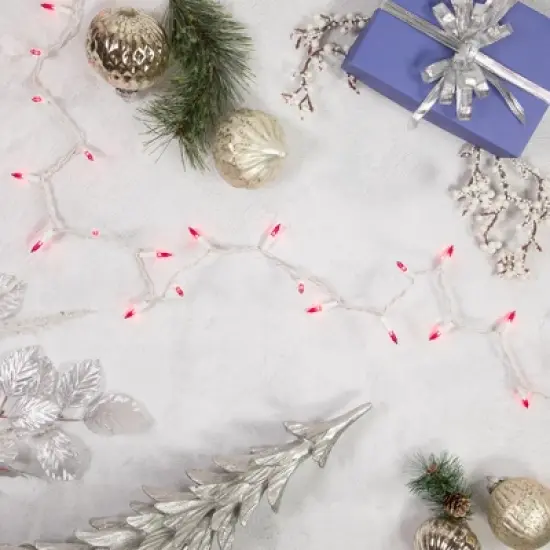 Northlight Mini Incandescent Christmas Lights - Pink - 7' White Wire - 35ct image {1}