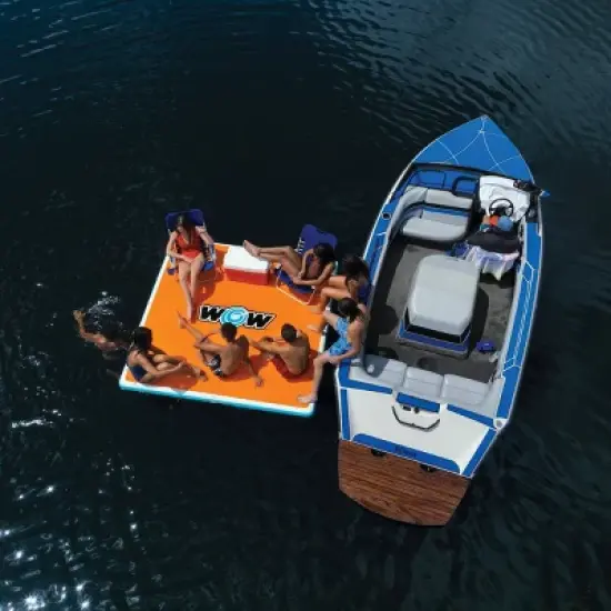 WOW 8' x 8' Vacation Station Inflatable Dock Float - Orange image {2}