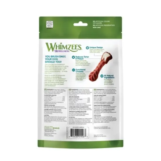 WHIMZEES by Wellness Medium Value Bag Dental Chew Dog Treat with Vegetable Flavor - 12.7oz image {1}