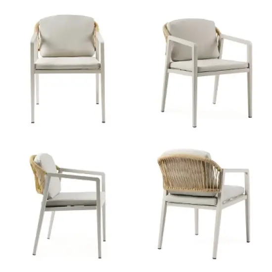 7-Piece Outdoor Dining Table and Chairs Set for 6, Acacia Wood Expandable Patio Table with Wicker Rattan Woven Chairs, Waterproof Cushions-Cuddlewood image {4}