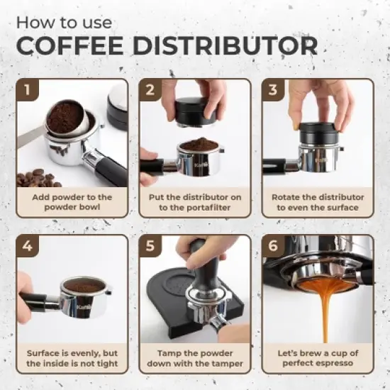 Kaffe 54mm Espresso Weighted Distributor: Metal Coffee & Espresso Accessories, Tamper, Black, Lifetime Warranty image {4}