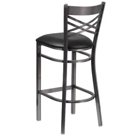 Flash Furniture Clear Coated ''X'' Back Metal Restaurant Barstool image {6}