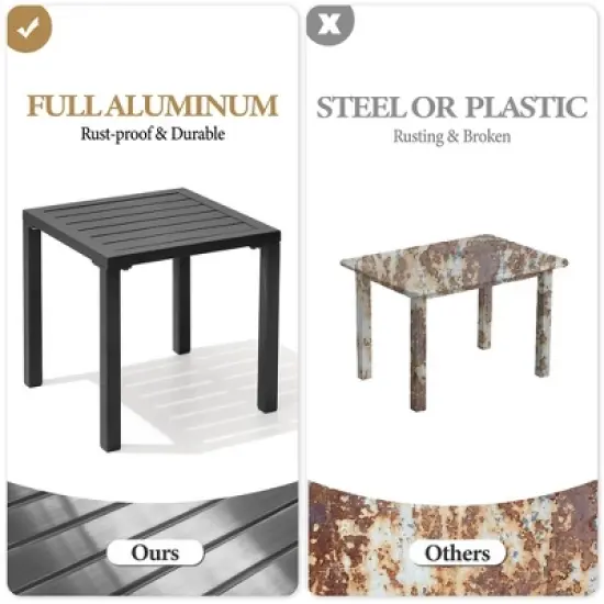 Crestlive Products Aluminum Outdoor Side Table Pool Lounge Chair Side Table Weather Resistant Small Square Coffee End Table image {5}