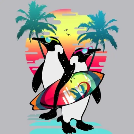 Men's Design By Humans Penguin Summer Vacation By clingcling Tank Top image {1}
