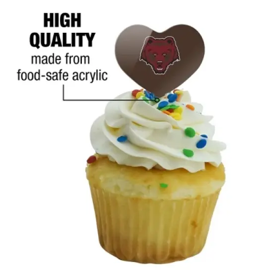 Brown University Primary Logo Heart Love Cupcake Picks Toppers Decoration Set of 6 image {2}