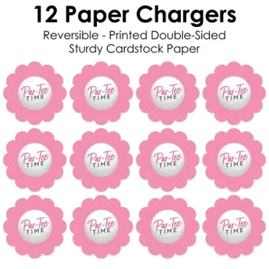 Big Dot of Happiness Golf Girl - Pink Birthday Party or Baby Shower Round Table Decorations - Paper Chargers - Place Setting For 12 image {5}