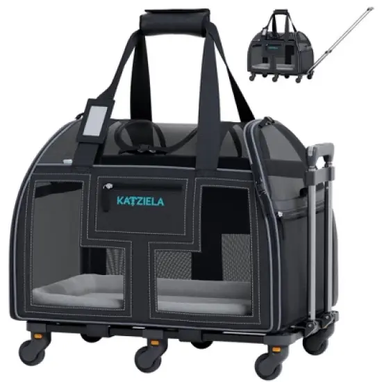 Katziela Airline Compliant Wheeled Pet Carrier With Top Loader image {11}