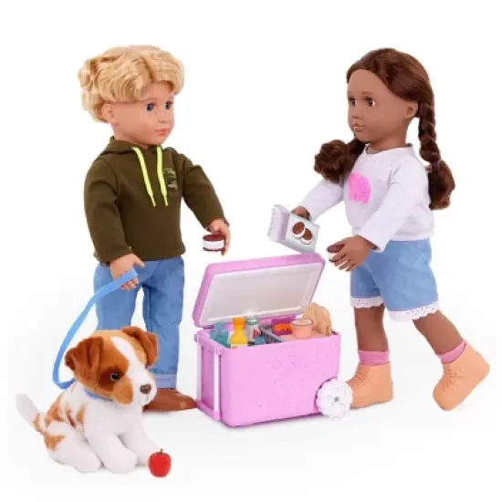 Our Generation Rolling Camping Cooler & Play Food Accessory Set for 18'' Dolls image {1}