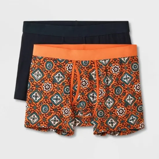 Men's Medallion Print Boxer Briefs 2pk - Goodfellow & Co&trade; Orange image {4}