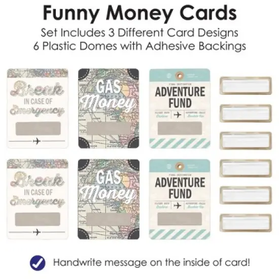Big Dot of Happiness World Awaits - DIY Assorted Travel Themed Cash Holder Gift - Funny Money Cards - Set of 6 image {4}
