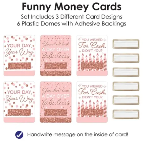 Big Dot of Happiness Pink Rose Gold Birthday - DIY Assorted Happy Birthday Cash Holder Gift - Funny Money Cards - Set of 6 image {4}
