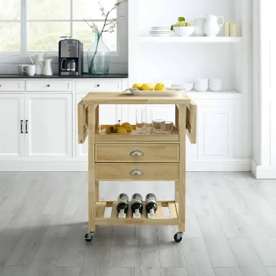 Bristol Double Drop Leaf Kitchen Cart Natural - Crosley image {7}