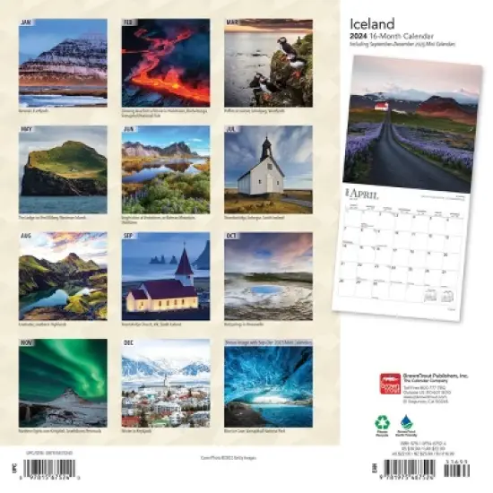 Browntrout 2024 Wall Calendar 12"x12" Iceland image {1}