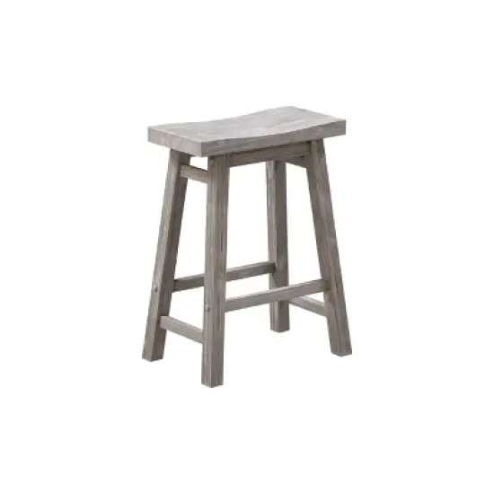 Set of 2 24" Sonoma Saddle Backless Counter Stools Storm Gray Finish - Boraam image {2}