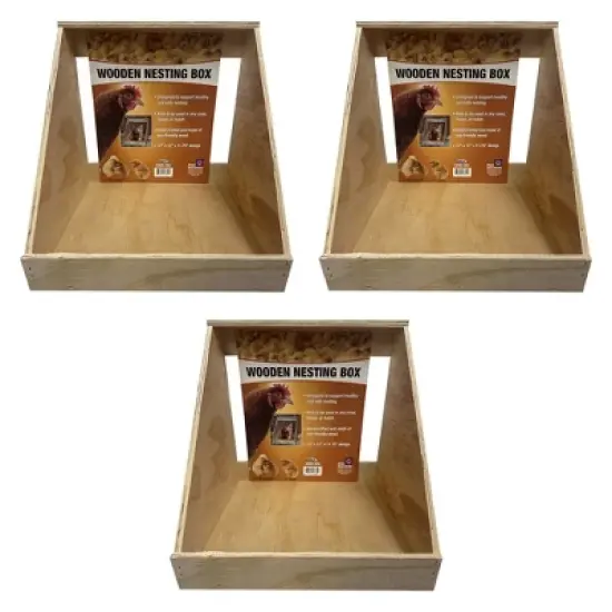 Farm Innovators Single Compartment Versatile Hand Crafted Fully Assembled Wood Nesting Box Coop Ideal for Chicken, Ducks, and Birds, 3 Pack, Brown image {6}