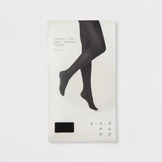 Women's 80D Super Opaque Control Top Tights - A New Day Black image {1}