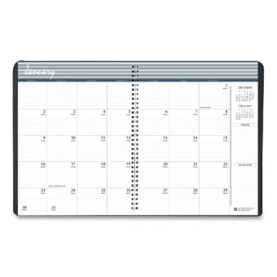 Monthly Hard Cover Planner, 11 x 8.5, Black Cover, 14-Month: Dec 2025 to Jan 2027 image {1}