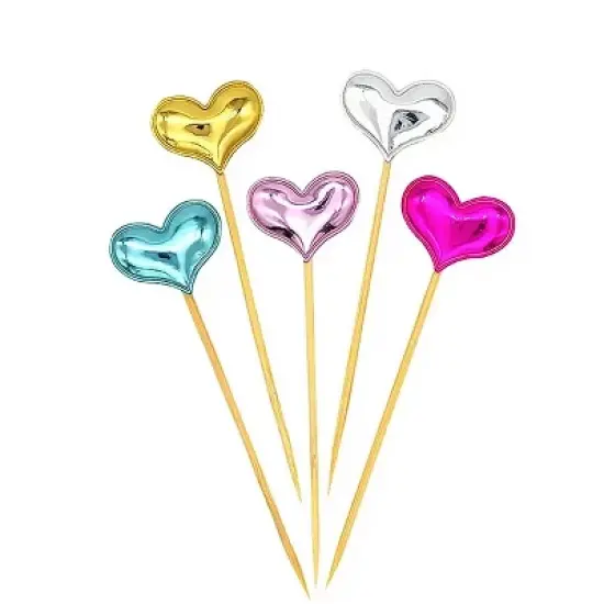 O'Creme Colored Heart Cake Toppers, Pack of 45 image {2}