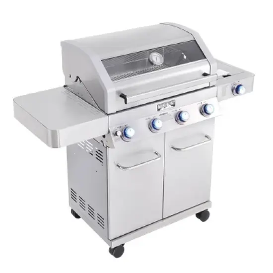 4-Burner Propane Stainless Steel Gas Grill with ClearView Lid Model 41847NG - Monument Grills image {2}