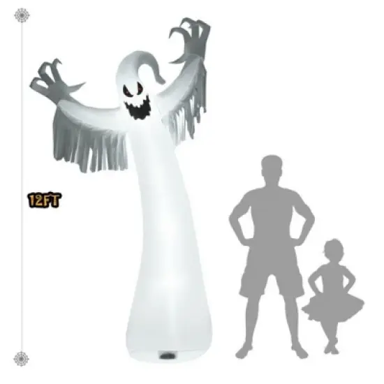 Syemin Decorative Holiday Scene Props Halloween Inflatable Decoration Giant Halloween Inflatable Ghost Decor Party Yard Decoration, White, 35"*35"*96" image {2}