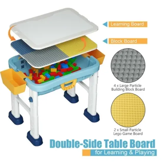 Costway 6 in 1 Kids Activity Table Set w/ Chair Toddler Luggage Building Block Table image {6}