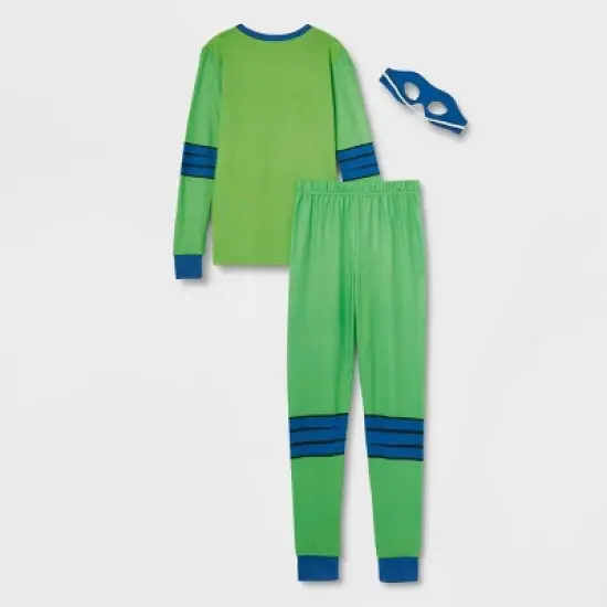Kids' Teenage Mutant Ninja Turtles Leonardo Halloween Matching Family Long Sleeve Pajama Set with Mask - Green image {2}