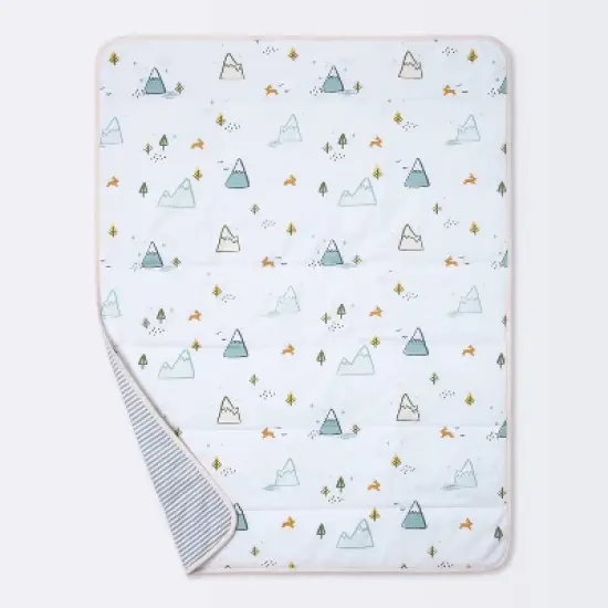 Jersey Knit Reversible Baby Blanket Adventures - Cloud Island&trade; White/Gray/Pink image {2}