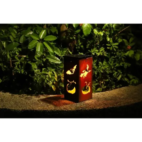 Techko Maid LED Solar 10.8" Portable Halloween Cut Out Decorative Outdoor Lantern Clear image {6}
