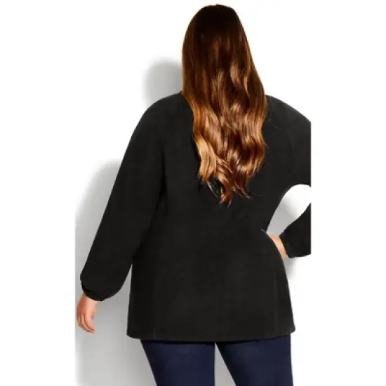 Women's Plus Size Polar Fleece Zip Jacket - black | AVENUE image {2}