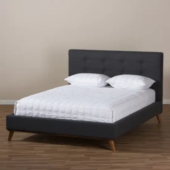 Valencia Mid - Century Modern Fabric Platform Bed - Baxton Studio image {8}