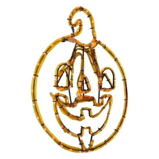 Northlight 18" Orange Jack O Lantern 4 Function LED Lighted Halloween Window Silhouette image {4}