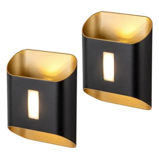 C Cattleya 2-Light Outer Black Inner Gold Aluminum LED Outdoor Wall Sconce (2-Pack) image {7}