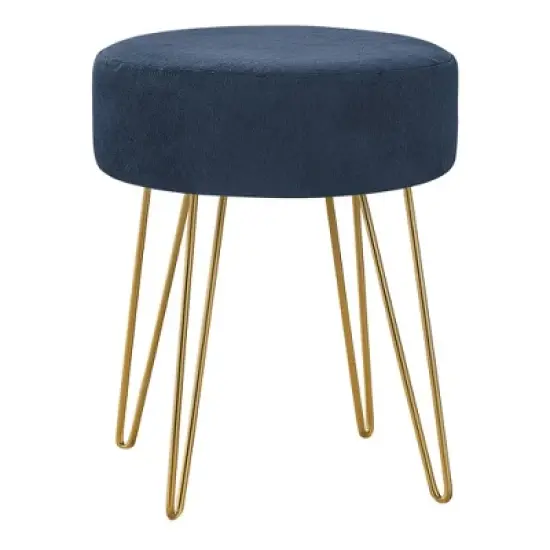 16" Round Upholstered Ottoman with Hairpin Metal Legs - EveryRoom image {6}