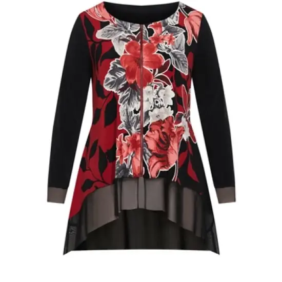 Women's Plus Size Chelsea Zip Front Top - black | AVENUE image {2}