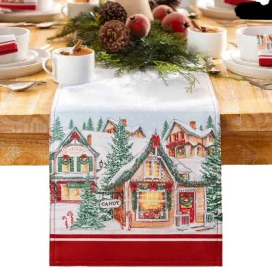 Storybook Christmas Village Holiday Table Runner - Mulitcolor - 13x70 - Elrene Home Fashions image {1}