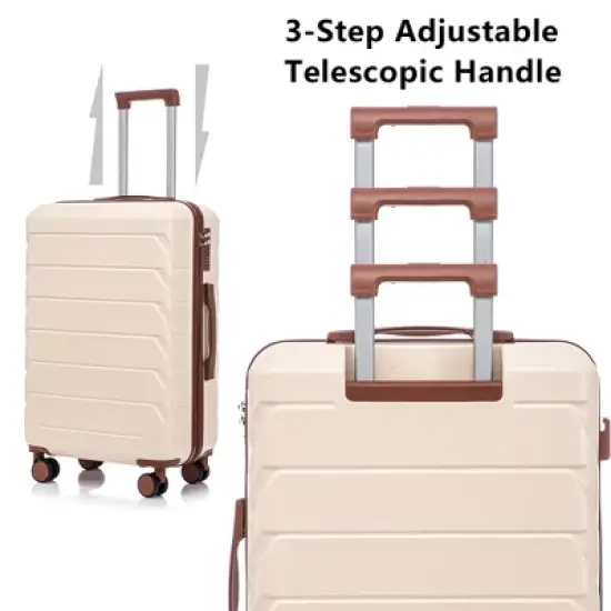 KWPZQEB 3 Piece Luggage Set Carry on Suitcase with ABS+PC hardshell, Spinner Wheels & TSA Lock image {5}