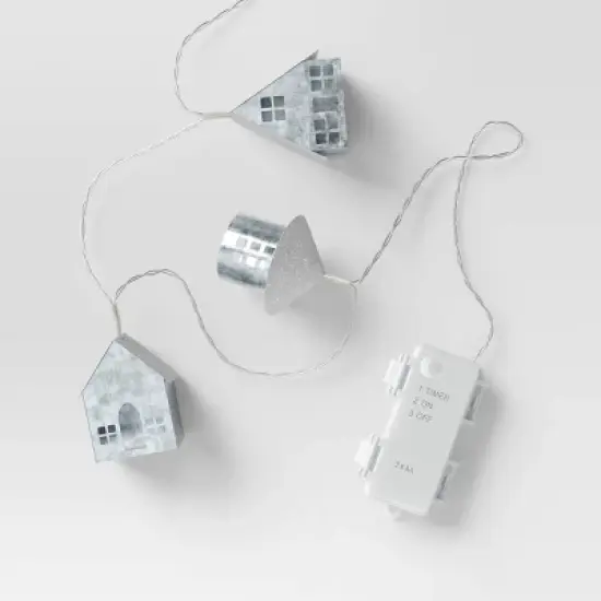 8ct LED Battery Operated Christmas Metal Village Novelty String Lights Warm White with Clear Wire - Wondershop&trade; image {3}