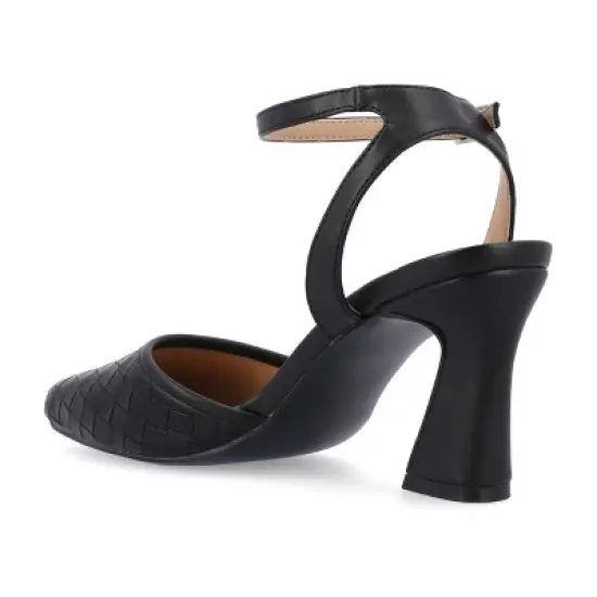 Journee Collection Womens Moriah Embossed Ankle Strap Square Toe Pumps image {6}