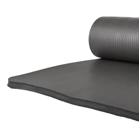 BalanceFrom Fitness 71 x 24 x 1'" All-Purpose Extra Thick Non-Slip High Density Anti-Tear Exercise Yoga Mat with Knee Pad & Carrying Strap, Gray image {2}