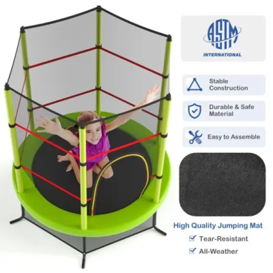 Infans 55" Kids Trampoline Bouncing Jumping Mat Recreational Trampoline W/Enclosure Net image {5}