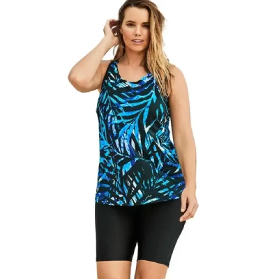 Swim 365 Women&rsquo;s Plus Size Longer-Length Racerback Tankini Top image {3}
