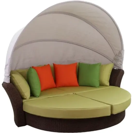 Courtyard Casual Green Eclipse Outdoor Expandable Oval Daybed with Canopy image {10}
